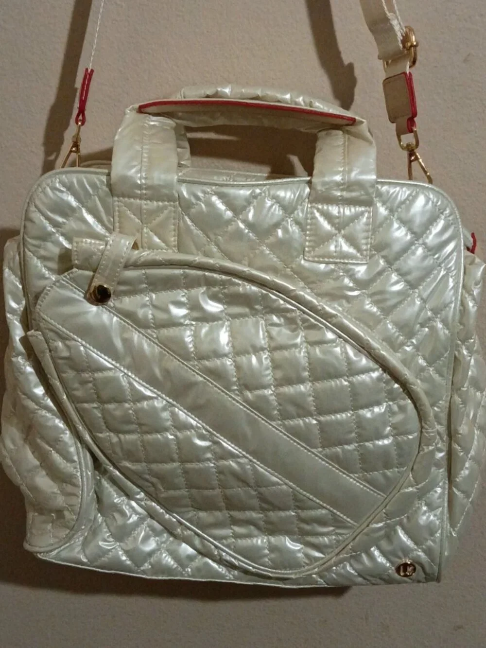 Lemonbella Jennifer Quilted Pickleball Tote Handbag Diamond Pearl New with Tags - Picture 6 of 16